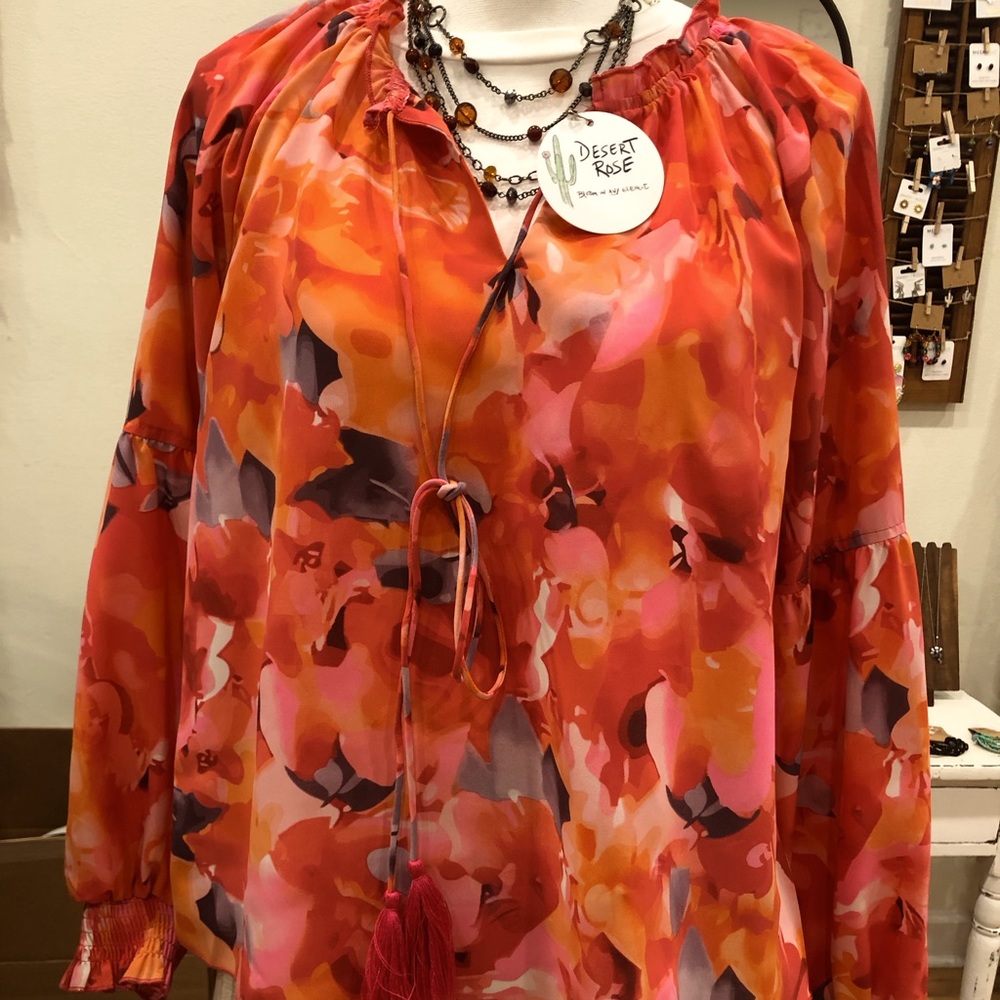 Pricilla floral long sleeve top.